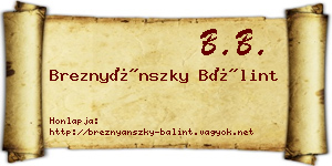 Breznyánszky Bálint névjegykártya